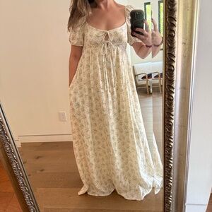 Worth 100% Cotton Tie-Front Maxi Dress in Orange Green Floral - Bump Friendly -